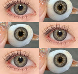 1Pair 0~-8.00 Myopia Lenses Brown Color Contact Lenses with Prescription Gray Beautiful Pupil Contact Lens with Degree