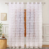 1PC simple white chiffon perforated curtains multi-layer semi transparent drapes for bedroom living room holiday decoration