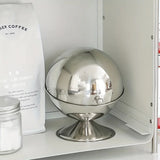 Stainless Steel Storage Jar Sphere Storage Jar with Flip-Top Lid  Modern Round Desktop Organizer for Kitchen Home Office