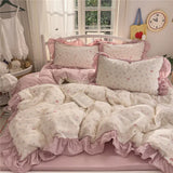 3/4Pcs Korean Princess Style Ruffles Bedding Set Single Queen King Size Duvet Cover Set Bed Sheet Pillowcases