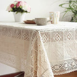 New Crocheted Table Cloth Handmade Tablecloth Rustic Dining Table Cover Pastoral  Solid Tablecloths  White Table Cloth Hot