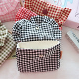 Cute Portable Checkered Purse Checkered Pattern Pocket Design Coin Purse Clutch Style Lipstick Storage Bag for Girls