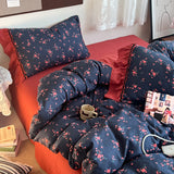 Korean Bedding Set Luxury Quilt Cover Pillowcase Flat Bed Sheet Skirt Fitted Sheet Girl Princess Ruffle Home Textile Christmas