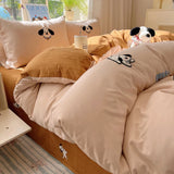 New Cartoon Duvet Cover Set Towel Embroidery Bedding Set Double-Sided Design Bed Sheet Set Adult and Children Bedroom Decor