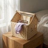 1pc Nordic Handmade Woven Decorative Basket, House-Shaped Storage Basket, Desktop Hand-Carry Organizer, Suitable for Living Room