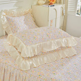 2pcs 100%Cotton Thickened Pillowcase Quilted Pillow Cover 48x74cm PillowCover Cushion Covers Bed Printed Pillowsham with Lace
