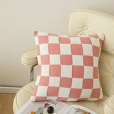 Checkerboard Plaid Plush Cushion Cover Knitted Car Sofa Throw Pillow Cover  Short Fleece Pillowcase Cushion for Sofa Bed Decor