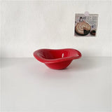 Wave Ceramic Salad Bowl Creative Irregular Solid Color Cream Cafe Tableware Design Soup Bowl Afternoon Tea Dessert Fruit Bowl