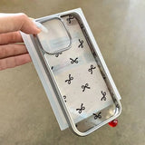 INS Black Bowknot Clear Phone Case for iPhone 15 14 13 16 12 Pro Max Silicone Polka Dot Case Transparent Cover