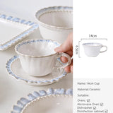 European-Style Court Ceramic Lace Staple Plate, Simple Blue Breakfast Mug, Underglaze Coffee Mug, Home Tableware Set
