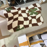 Plaid Irregular Kitchen Rugs Soft Fluffy Tufting  Carpet Rugs Non-Slip Abosrbent Bathroom Floor Mat Bedroom  Toilet Door Carpet