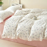 New class A double-layer yarn thickened three/four-piece set skin-friendly and breathable single double washed cotton