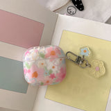 Glitter Orange Flowers + Pendant Case Suitable for Apple for Airpodspro2 Case/For Airpodspro Case/For Airpods4 Case/For Airpods3 Case/For Airpods2 Case/Fashionable Women's Earphone Case/Simple Earphone Case/