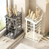 Stainless Steel Knife Holder Space Saving Knife Rack with Slots Storage Rack Multi-Function Knife Holder Storage Rack Dish Rack
