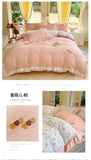 Korean Style Bedding Sets Four Piece Set With Lace Bed Flat Sheet Pillowcase Duvet Cover Set 200x230cm King Size Home Textiles