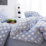 Polka Dot Bedding Set With Pillowcases For Korean Blue Duvet Cover Bed Sheet Set Teen Girls Women Cozy Bedroom Decor Queen Size