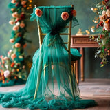 50-10pieces 200x75cm gauze Chair Back Veil Wedding Chair Sashes Wedding Chair Bows Covers Ribbon Party XMS Aisle Chair Decor