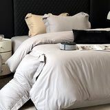 600TC Egyptian Cotton Thickened Brushed Fabric Bedding Set Solid Color Queen Size Duvet Cover Bed Sheets Fitted Sheet Pillowcase