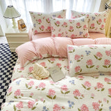 Fresh Botanical Floral Bedding Set for Kids and Adults Leaves Flower Duvet Cover Set Pillowcases Soft Washed Cotton Home Textile