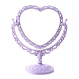 Desktop Makeup Mirror Heart Shape Makeup Vanity Portable Double-side Vanity Mirror Hand Mirror Cosmetic Compact Mirror For Women