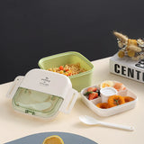 Bento Lunch Box,Portable Double Layer Salad Box,Lunch Box for Toddlers with Tableware,Microwavable Food Storage Container