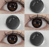 2pcs Brown Colored Contacts Lenses with Myopia 0~-8.00 Degree Yearly Beauty Cosmetic Makeup Pupils 14.5mm Blue Eye Lens