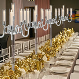 5 Arms Acrylic Cylinder Vase Wedding Center Piece Candlestick Table Decoration Candle Holder for Wedding Props 2/5/8/10pcs