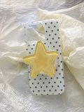 Magnetic Double-Layer Blue Coffee Polka Dot + Big Star Stand Suitable for Apple for Iphone16Promax Case/For Iphone15Promax Case/14Pro Case/13 Iphonecase/Fashion Women's Mobile Phone Case/Simple Mobile Phone Case