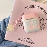 Case for AirPods 4 Suitable Girls Silicone Earphone Coque Fashion Pink Plaid Pattern Hard House Pendant for AirPods 1 2 3 Pro 2
