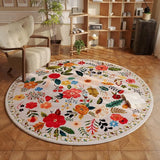 Round Living Room Carpet Color Floral Print Decoration Bedroom Plush Mat Modern Fashion Coffee Table Fluffy Rug Ковер Tapis