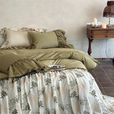 French Romance Large Lace Ruffles Princess Bedding Set 600TC Egyptian Cotton Duvet Cover Flat/Fitted Bed Sheet Pillowcases 4Pcs