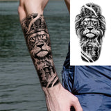 Waterproof Temporary Tattoo Sticker Lion Family Flash Tatto Tiger Wolf Moon Crown Flower Body Art Arm Fake Tatoo Men Women