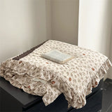 2025 spring and summer new knitted cotton French small floral printing lace summer quilt summer cool quilt air conditioner quilt