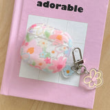 Transparent Oil Painting Flower Shockproof Protector With Keychain For AirPods 1 2 3 4 Case For AirPods Pro 2 Protection Cover
