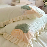 Cotton Bedding Set Lemon Pattern Bed Linens Print Sheet Pillowcase Duvet Cover Set Underwear
