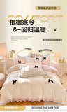 Korean Princess Style With Black Bow Lace Ruffles Pleat Milk Velvet Bedding Set Bedroom Decor Duvet Cover Bed Sheet Pillowcase