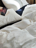 Mat Pure Color Bubble Cotton Bedding Set Four-Piece Full Cotton Waed Skin-Friendly All Seasons Comforter Cover eet...