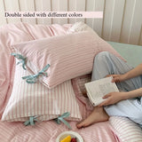 Double Sided Stripes Bow Pillow Case 48x74cm Soft Comfortable Covers Cotton Pillow Cover Pillow Sham for Beds Home Decoration