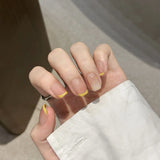 10Pcs Sweet Heart Nail Glitter Diamond Fake Nails Cute French Short Square Press on Nails Cat Eye Pearl Fake Nails Nude Natural