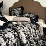 4Pcs Bedding Set Only One Third Butterfly Flower Lace Patchwork Washed Cotton Duvet Cover Set Flat/Fitted Bed Sheet Pillowcases