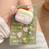 spring lovely color oil painting love heart flower silicone earphone case for apple airpods 1 2 3 4 pro 2 soft protection cover