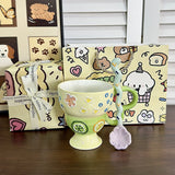 Hand-Painted Underglaze Cerc Mugs Cute Relief Design Birthday Gift for Women Couples Water Cups High Aesthetic Value