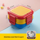 DIY Building Blocks Lunch Box for Kids Cartoon Bento Box with Spoon Lunch Bag for Kids Building Block Accessories