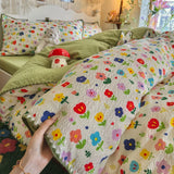 Class-A Pure Cotton Shell Edge Bedding Sets Ins Printing Bedclothes for Four Seasons Soft Skin-Friendly Home Textile for Adults