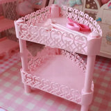 Pink Girl Heart Kitchen Toilet Double-layer Plastic Storage Rack Children's Handmade Works Book Desktop Storage Tool Shelving