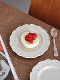 French Relief Dessert Plate Ins Retro Breakfast Bread Plates Household Versatile Dining Disc Milk Tea Colored Ceramic Tableware