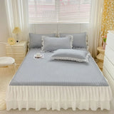 2/3pcs Summer Cooling Princess Bed Skirt Set Class A Mattress Cover Single Soft Mat Room Decor Bedspread Ice Silk Bean Cool Mat