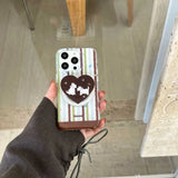 Cute Dog Stand holder Phone Case Stripe For Iphone 17Pro 17 16ProMax 13 14 15 16 Pro Max 16Pro 15ProMax 15Pro 14Pro Cover Fundas