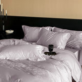 4Pcs Jacquard Egyptian Cotton Luxury Bedding Set Soft Silky Single Queen King Duvet Cover Set Flat/Fitted Bed Sheet Pillowcases