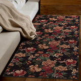 Vintage Red Rose Carpet Rugs Bedroom Bedside Carpet Elegant Living Room Sofa Bay Window Floor Mat Rectangular Kitchen Foot Mat